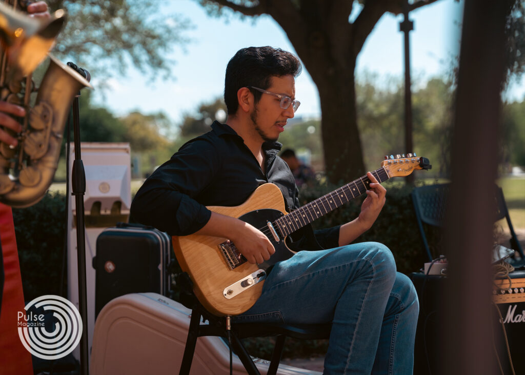 Guitar performance master student Ulysses De Leon plays his guitar Thursday at the Student Union Veranda on  Brownsville campus. Derick Lara/Pulse