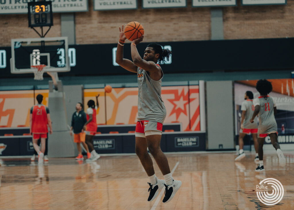 Freshman guard RJ Nance pulls up for a three-pointer during practice Nov. 1 at the UTRGV Fieldhouse in Edinburg. 