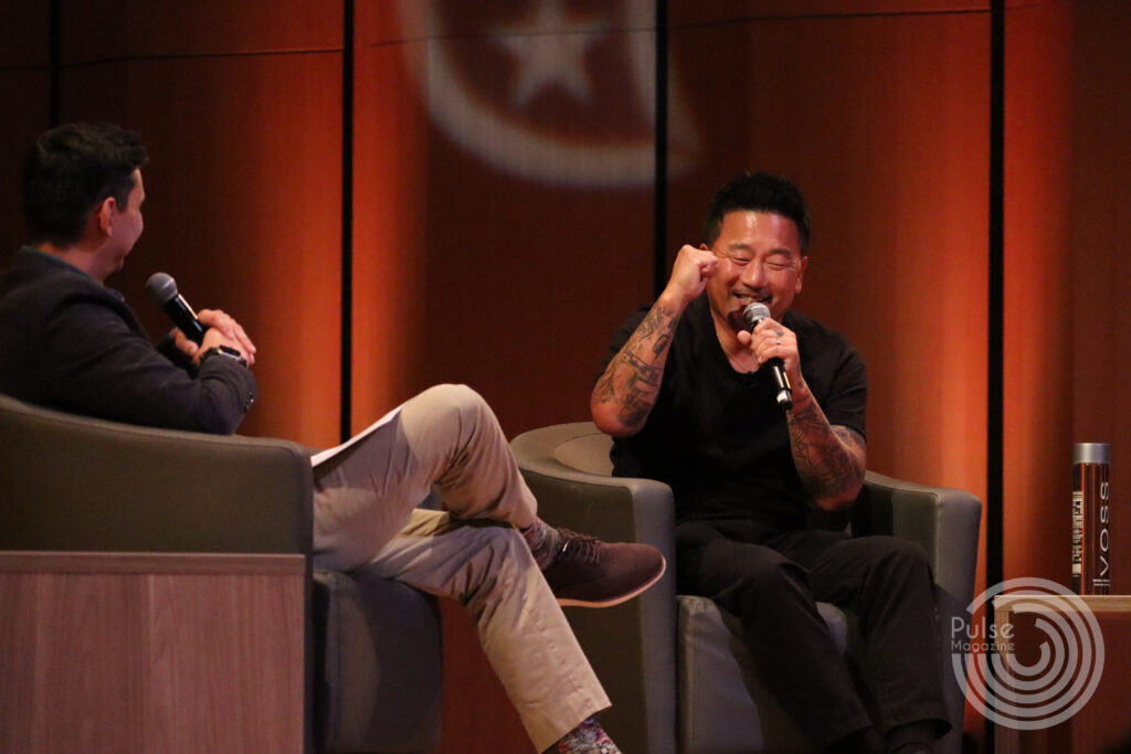 Chef Roy Choi speaks to the crowd Tuesday at the Performing Arts Center on the Edinburg Campus during UTRGV Distinguished Speaker Series. Mikeala Lagunes/Pulse