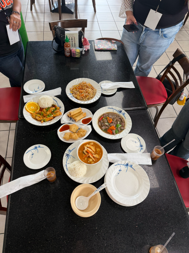 Pad thai, pad kra prao, fried spring rolls, yellow curry with rice, orange chicken with rice, and crab rangoons served Friday afternoon at Sasi’s Thai in Brownsville. Mia Ramirez/Pulse